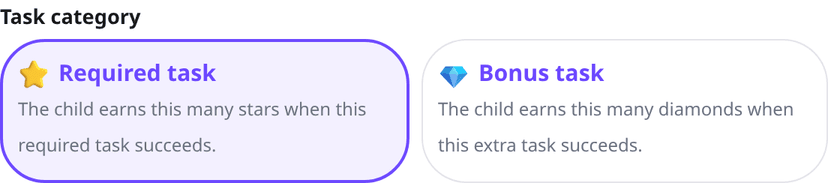 Choosing between a required and a bonus task in the add-task dialog