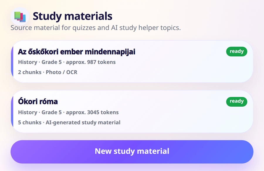 The study material library with two processed materials